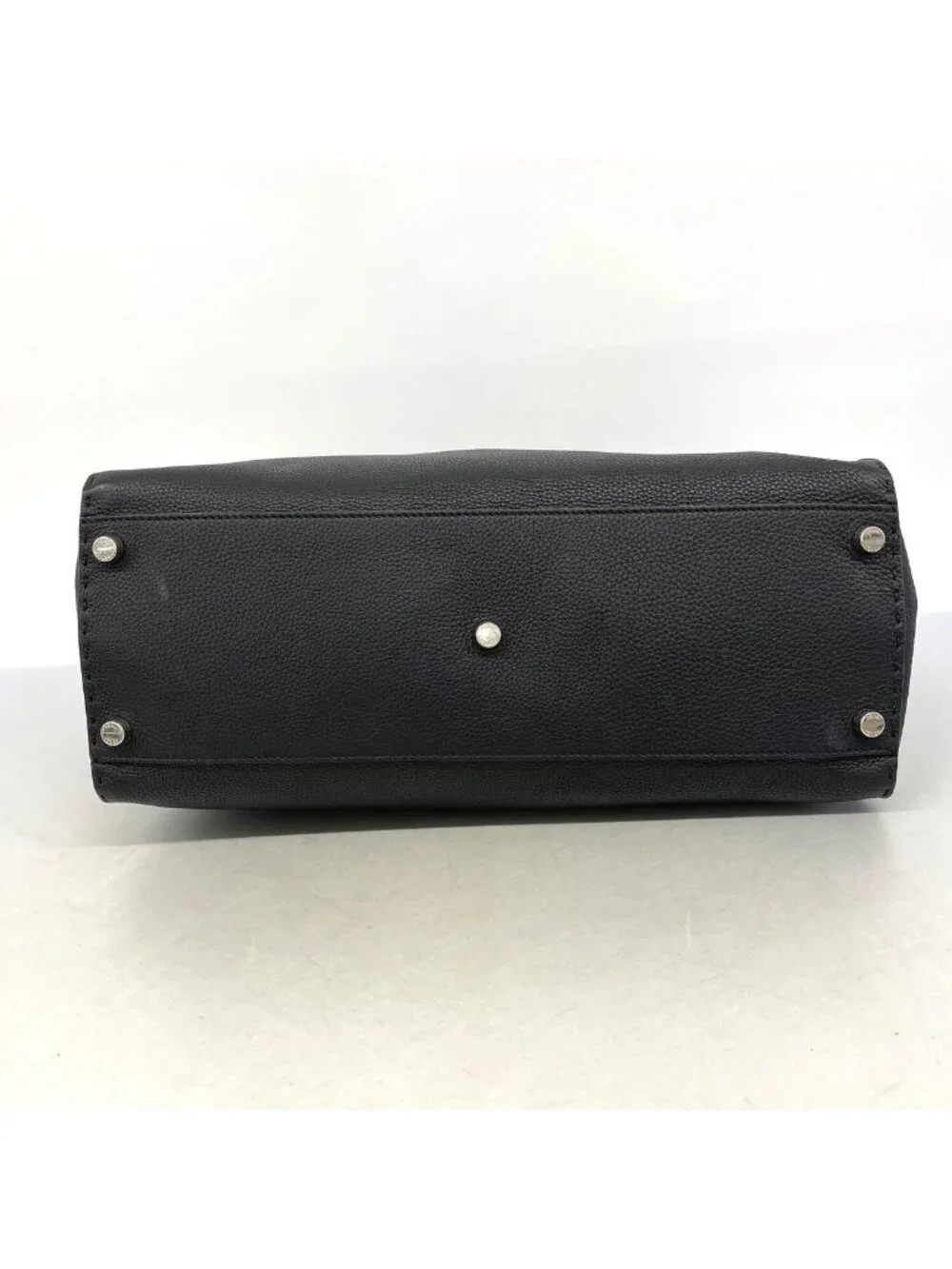 Fendi Handbag Monster Selleria Peekaboo Leather Black Silver 2-Way Bag